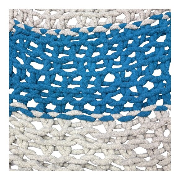 Handmade Crochet Throw Blanket Blue & White 41x82 Lap Wheelchair Crib Chair - Picture 2 of 4